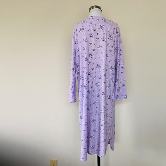 Nightgown Pullover Long Sleeve SECRET TREASURES Purple Floral Scoop Neck - Picture 5 of 9